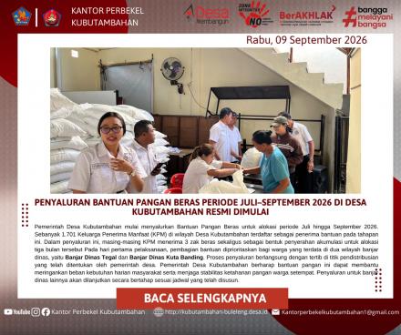 PEMDES KUBUTAMBAHAN MULAI PENYALURAN BANTUAN PANGAN BERAS PERIODE JULI–SEPTEMBER 2026 DAY 1